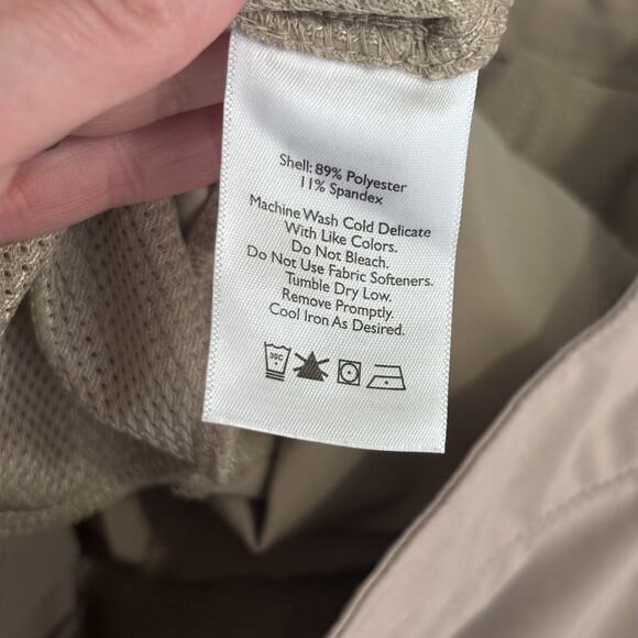 Eddie Bauer Pants Womens 12 Tan Ruched Leg Capri Stretch Thin GORP Hiking Trail - Picture 12 of 13